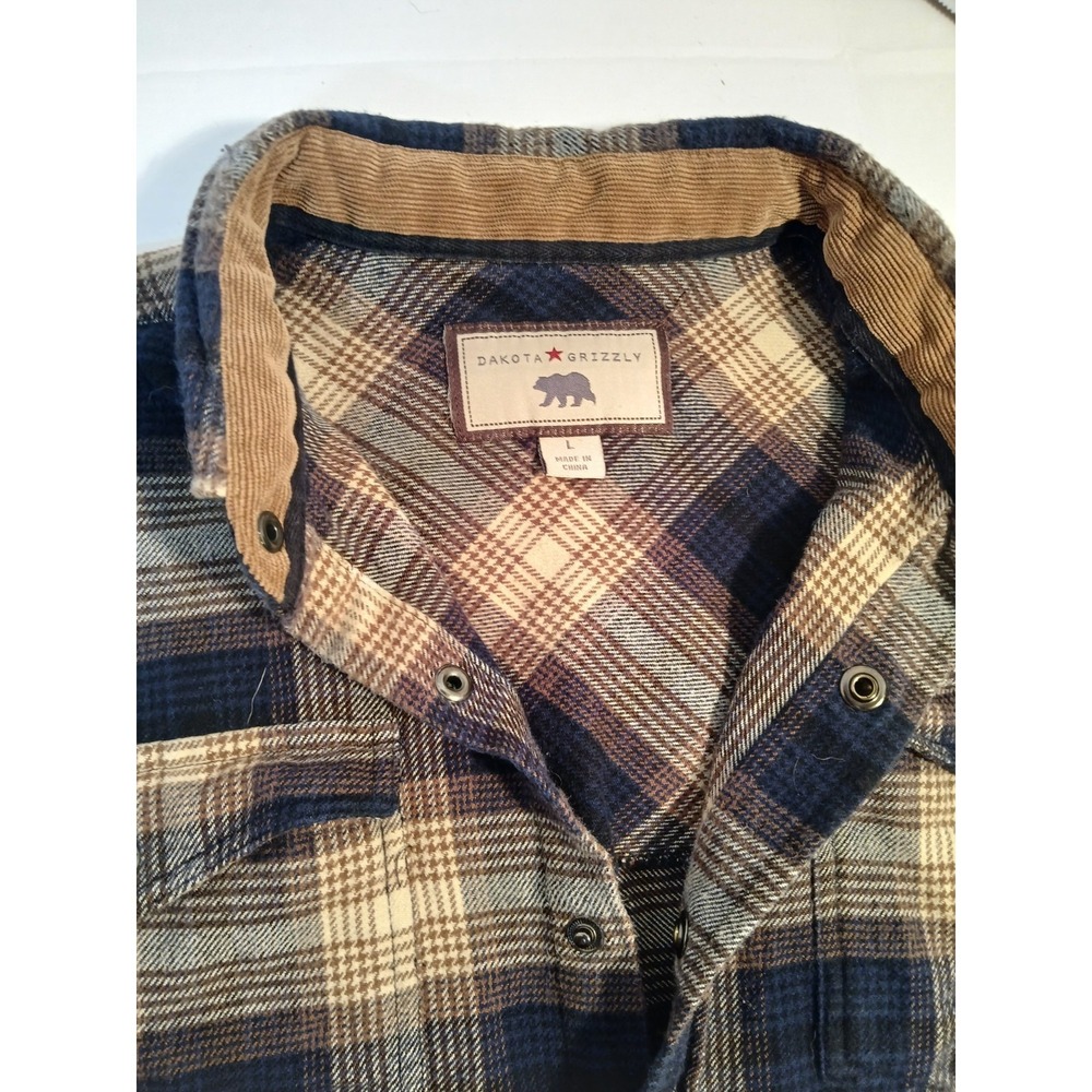 Men's Lg Dakota Grizzly Heavy Plaid Flannel Shirt